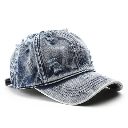 Women's Washed Vintage White Plain Denim Baseball Cap