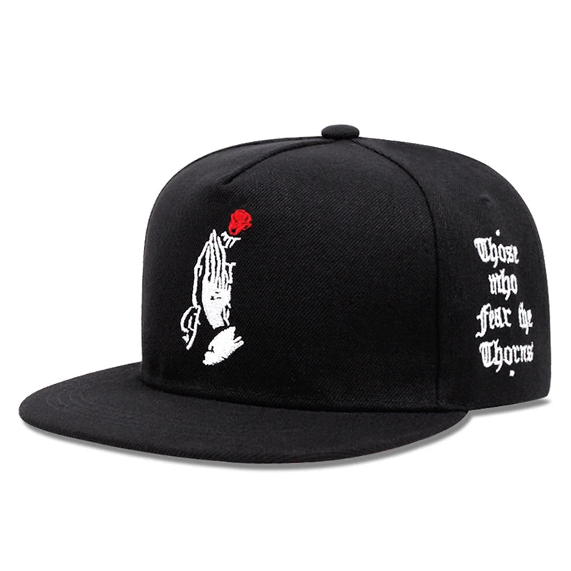 Fashion New Flat Edge Hat Rose Letter Embroidered Baseball Hat Daily Sunshade Hat Unisex Hip Hop Hat