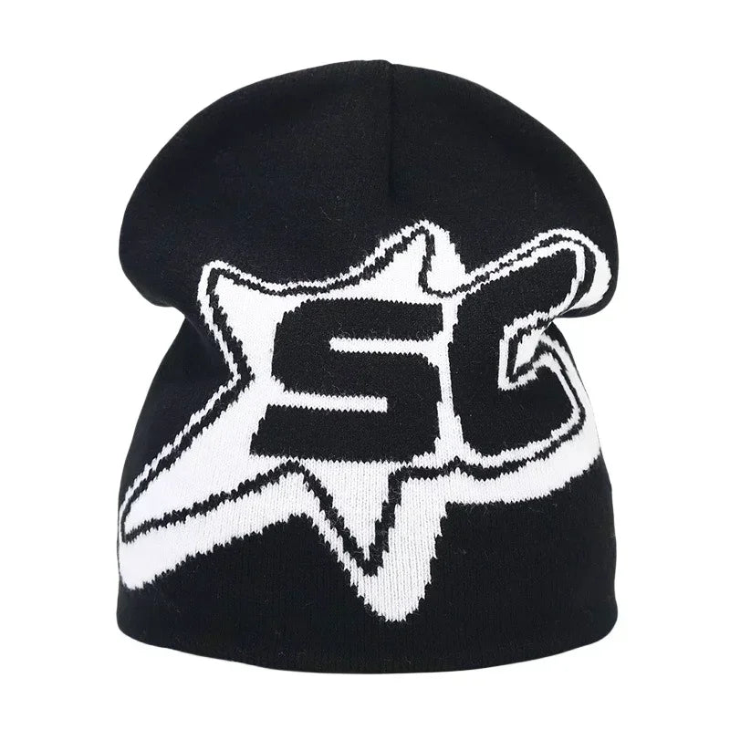 Y2K Letter Knitted Winter Autumn Beanie Cap Men Women