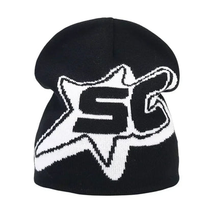 Y2K Letter Knitted Winter Autumn Beanie Cap Men Women
