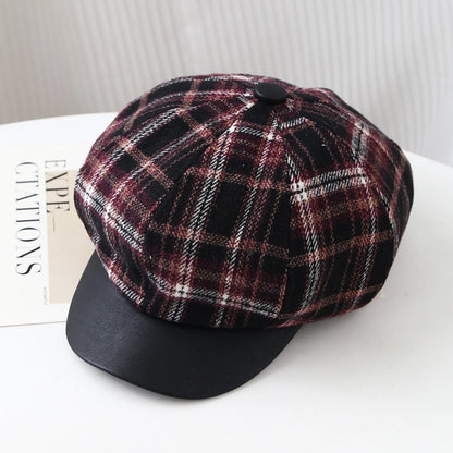 Elegant British Street-Style Plaid Newsboy Cap