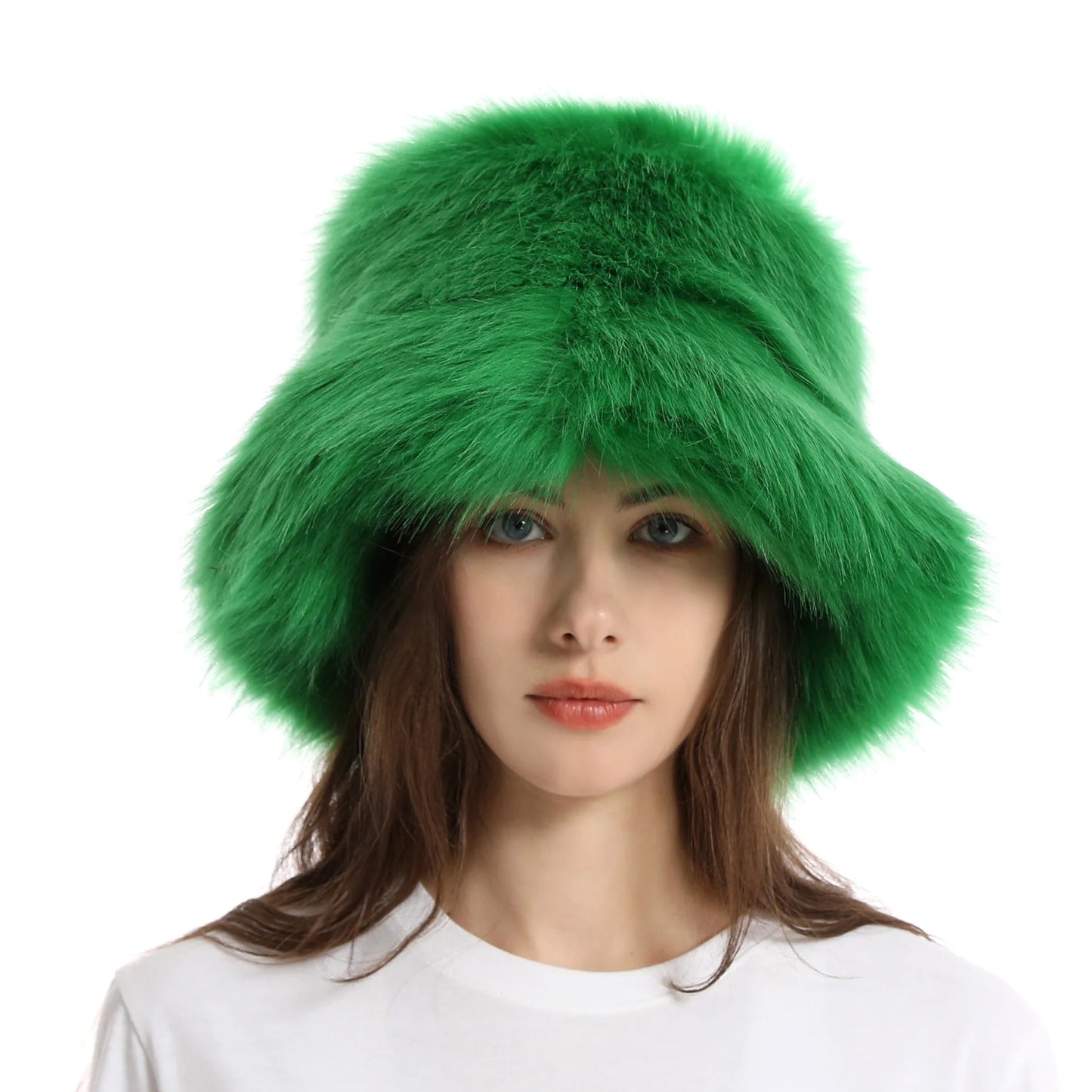 Hat Woman Winter Faux Fur Fisherman Hat Woman