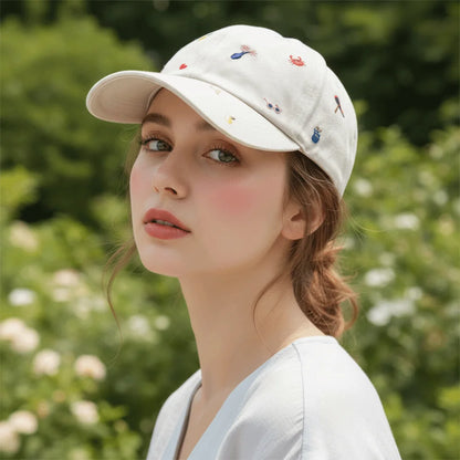 Casual Creative Embroidered Baseball Cap Graffiti Crab Cartoon Baseball Hat