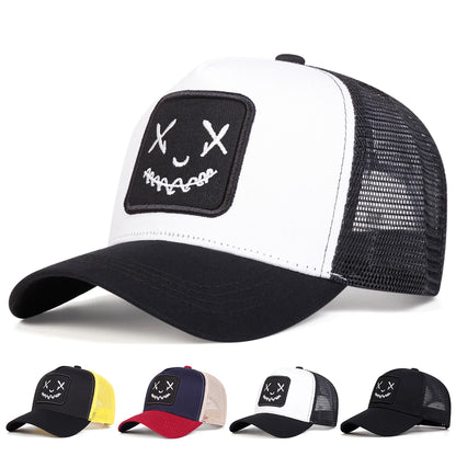 Unisex XX Smiling Face Embroidery Baseball Net Caps Spring and Summer