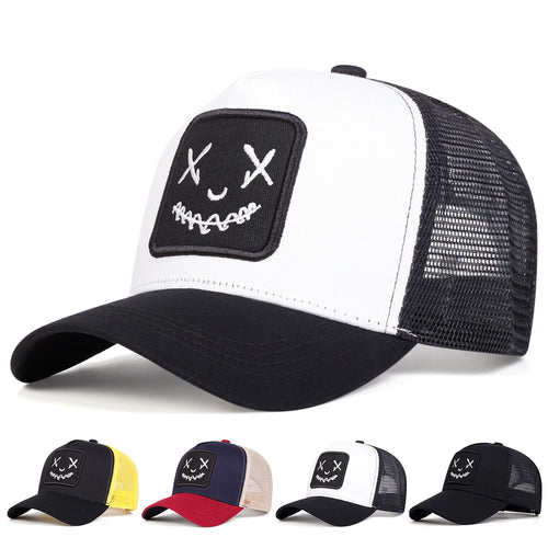 Unisex XX Smiling Face Embroidery Baseball Net Caps Spring and Summer