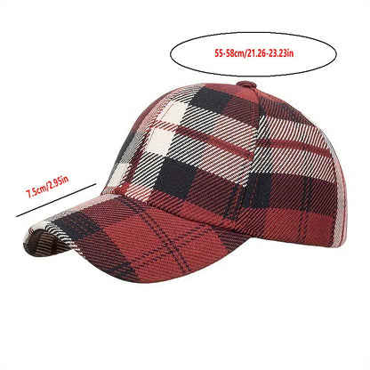 Plaid Pattern Baseball Cap, Sunscreen Snapback Outdoor