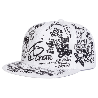 Unisex Black and white Letter Graffiti Printing Hip-hop Hats Spring Autumn