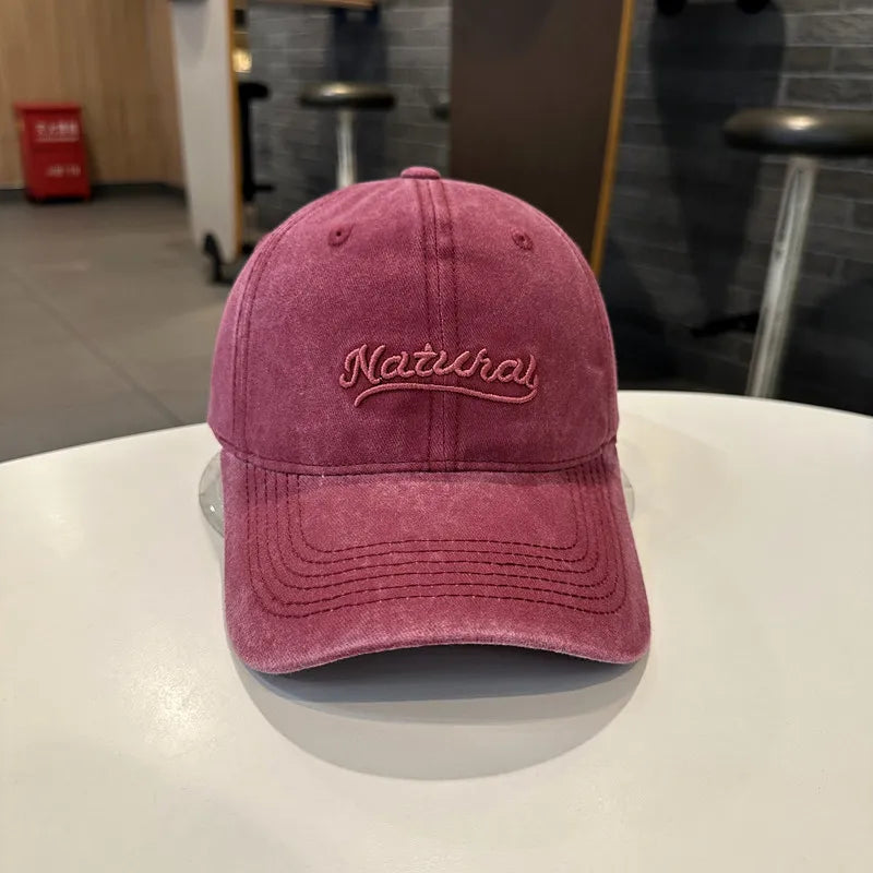 Letter Embroidered Washed Versatile Baseball Cap