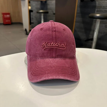 Letter Embroidered Washed Versatile Baseball Cap