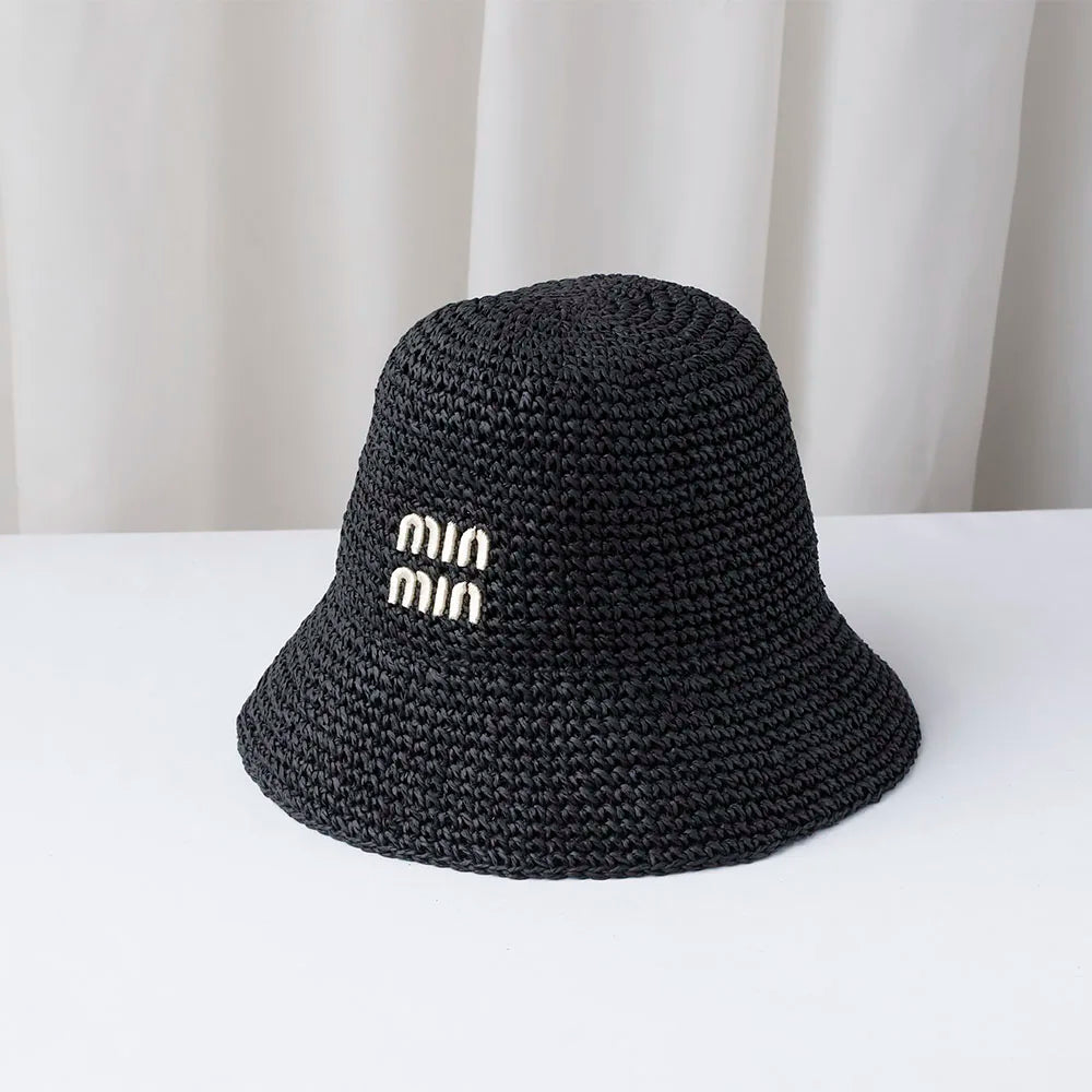 Handmade High Quality Letter Embroidery Brim Floppy Summer Hats For Women Bucket Hat