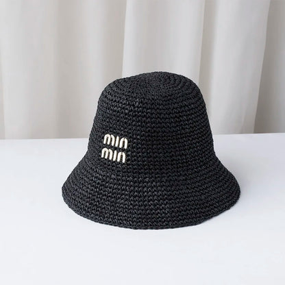 Women Beach Panama Straw Dome Bucket Hat