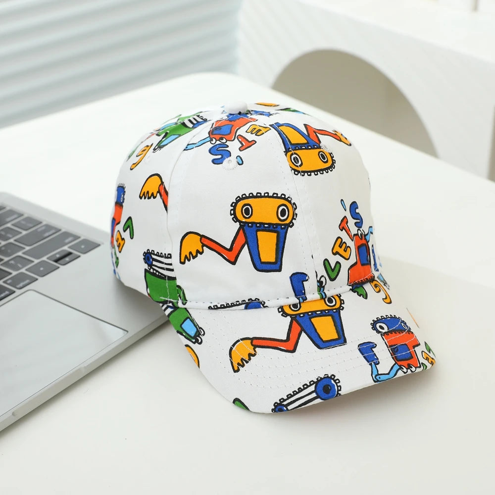 Graffiti Cartoon Pattern Baseball Cap Trendy and Unique For Children Perfect For Wearing At Amusement Parks.