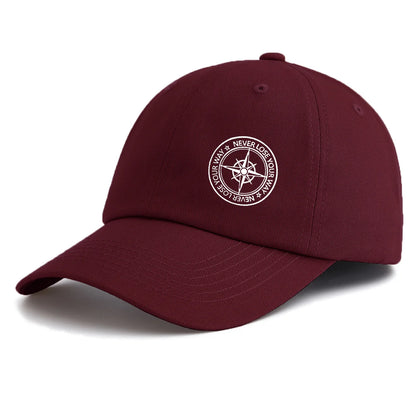 Compass Print  Baseball Cap For Adults Minimalist Retro Style Casual Soft Adjustable Dad Hat Perfect As Gift
