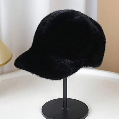 Women's Plush Faux Fur Baseball Cap