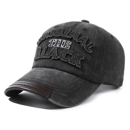 Men's Retro Washed Cloth Alphabet Baseball Cap Curved Brim Old Cap Spring and Autumn
