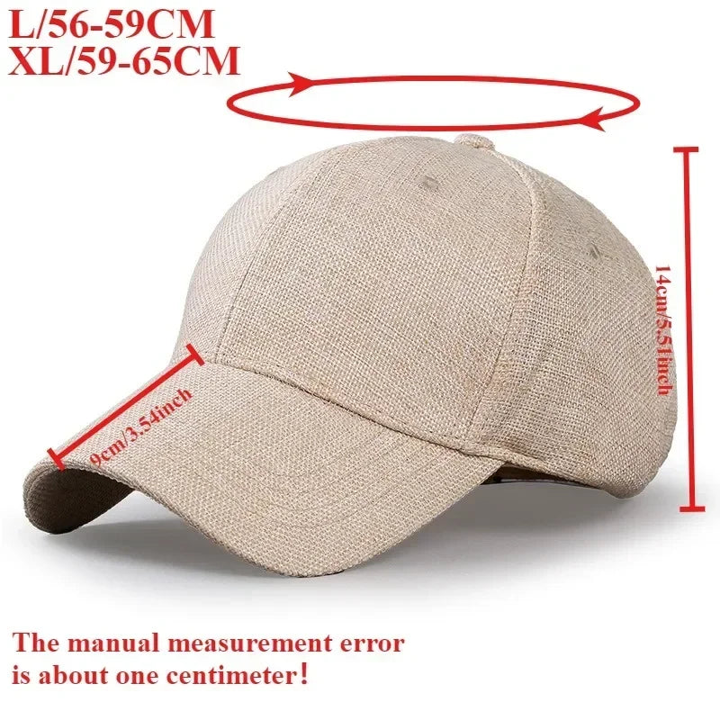 Summer Big Head 65cm Cotton Linen Baseball Caps