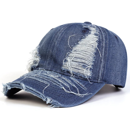 Unisex Ripped Denim Water Wash Baseball Caps Spring Autumn