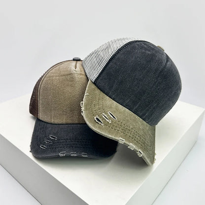New Unisex Color Block Broken Style Baseball Hats