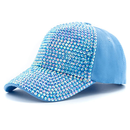 Women Diamond Inlay Cap Simple Plain Baseball Cap Female
