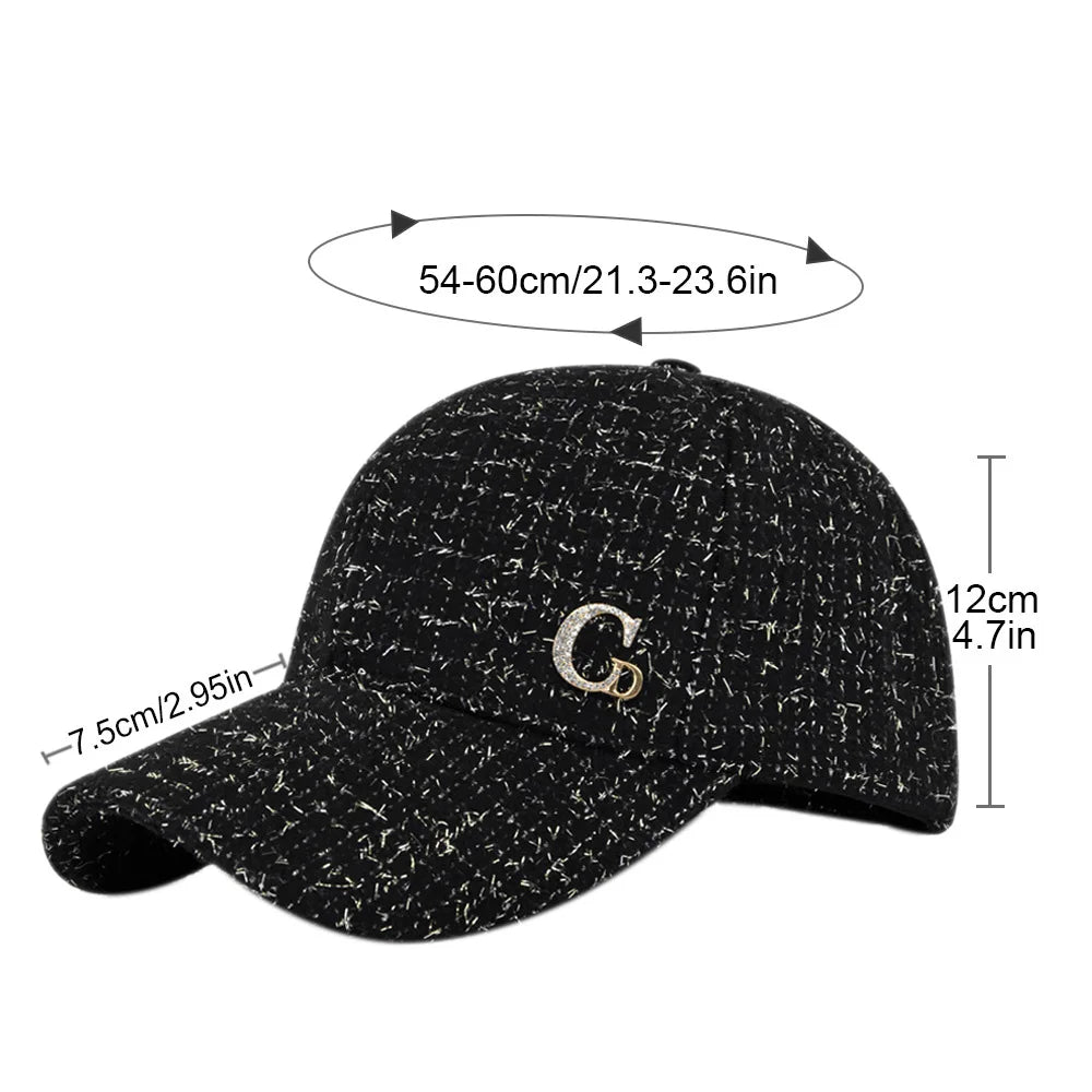 Metal M Patch Baseball Cap Black Elegant Man Hat