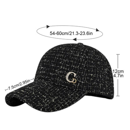 Metal M Patch Baseball Cap Black Elegant Man Hat
