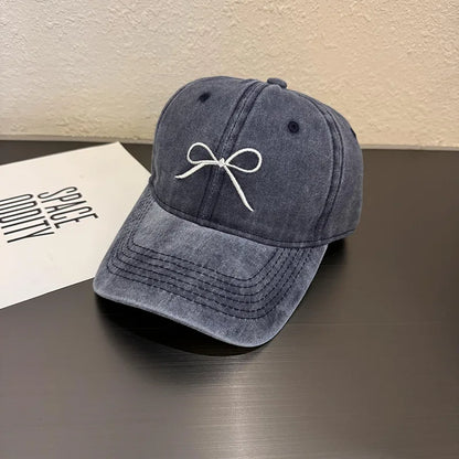 Sweet Bow Embroidery Baseball Cap For Women