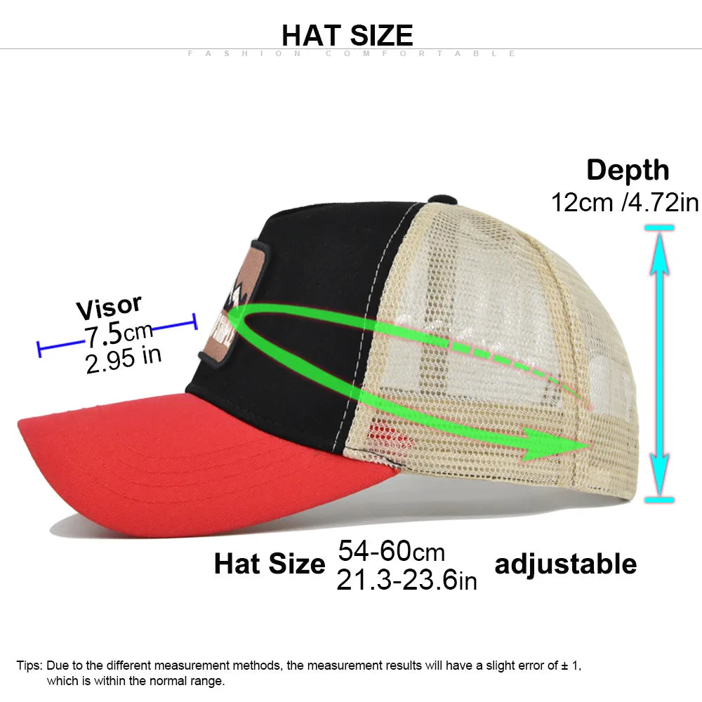 Letter Mesh Breathable Hat Women Men Embroidery Blocking Baseball Cap