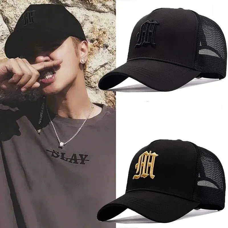 Hat Men's Summer Thin High Top Baseball Cap Tide Big Head Fence Mesh Breathable Cap