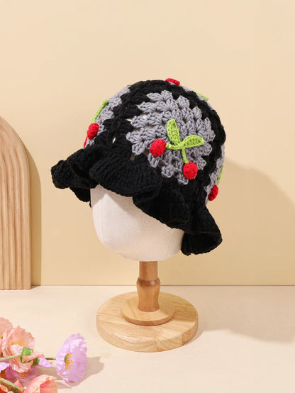 Retro Cherry Handmade Crochet Bucket Hat