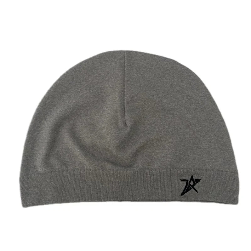 Star Embroidered Skull Cap Thin Beanie Soft Breathable Stretch Hat