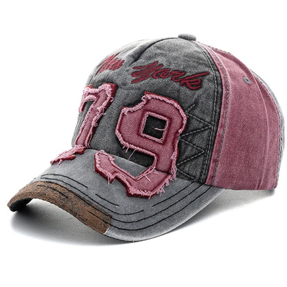 New Unisex Washed Cotton Cap Letter Embroidery Vintage Baseball Cap