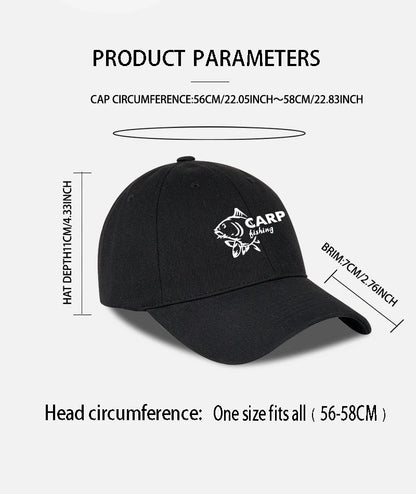 Carp Fishing Print Baseball Cap Adjustable Curved Brim Dad Hat For Men Outdoor Fishing Casual Activities