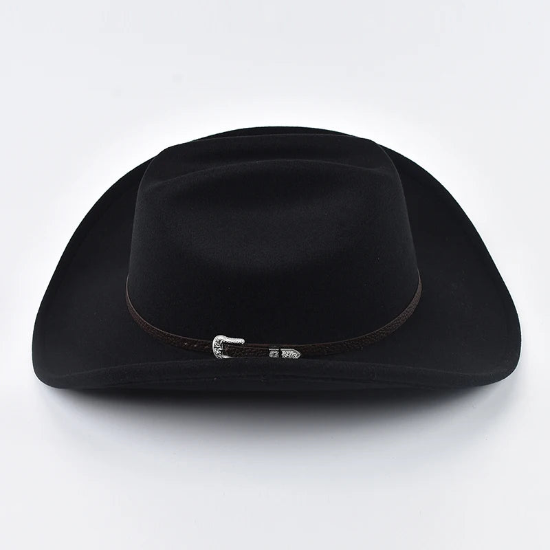 Unisex Western Cowboy Hat With Leather Vintage