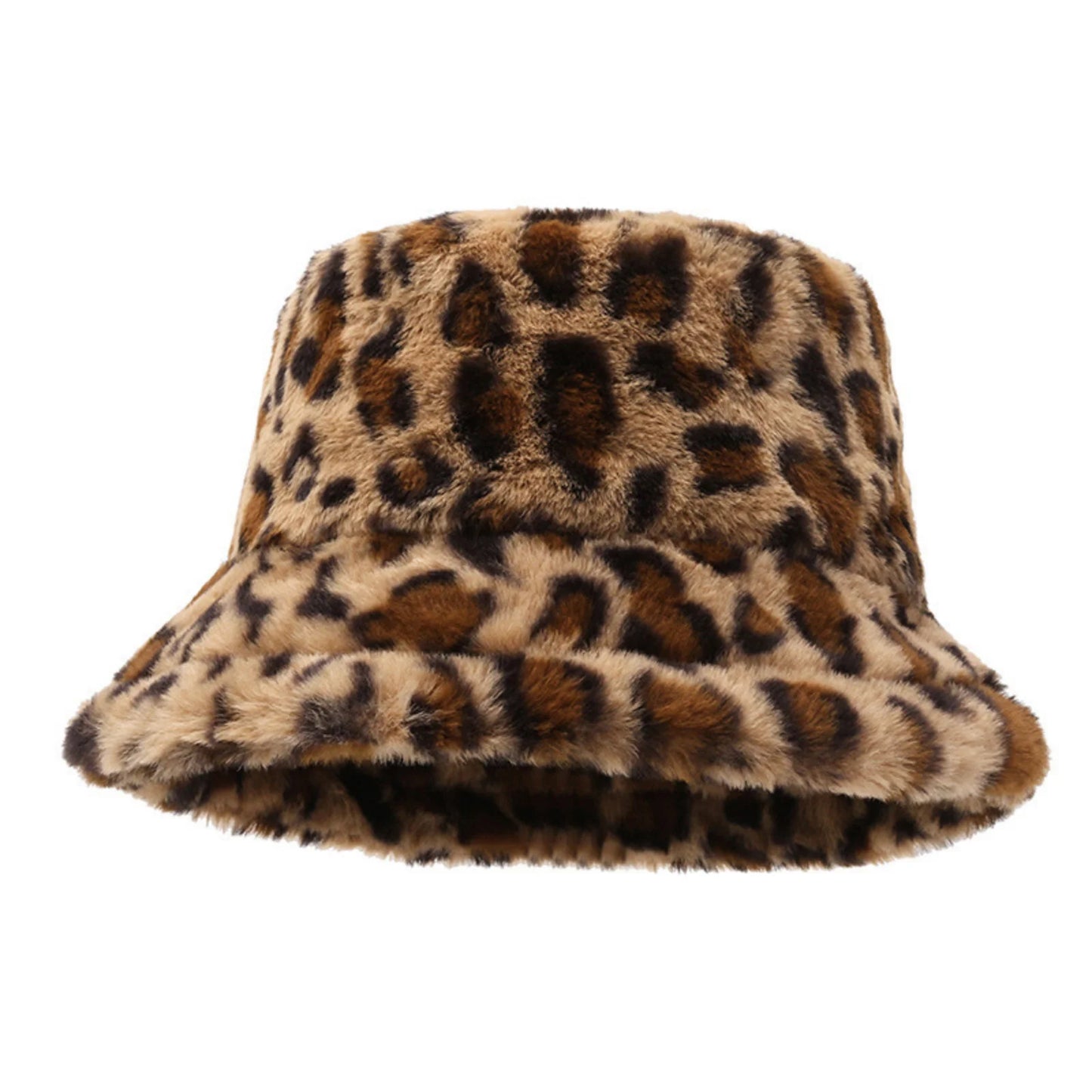 Leopard Fuzzy Bucket Hat For Women