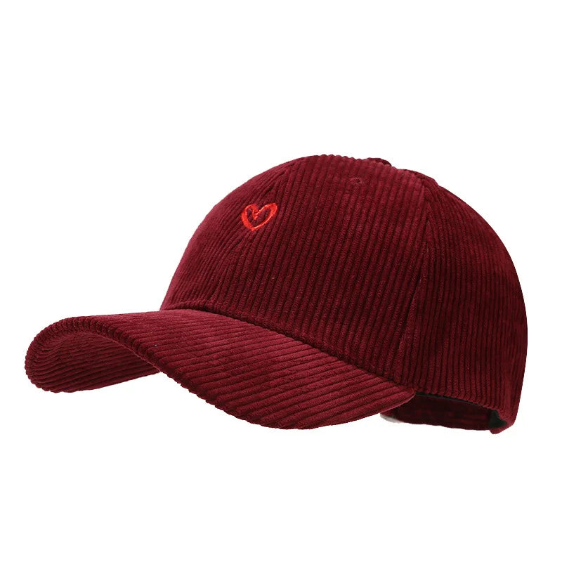 Little Love Embroidered Corduroy Baseball Cap Spring and Autumn Women's