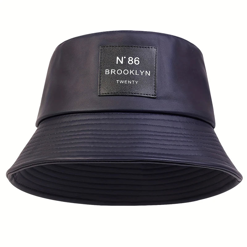 Unisex N86 Label Personality Pu Leather Bucket Hats