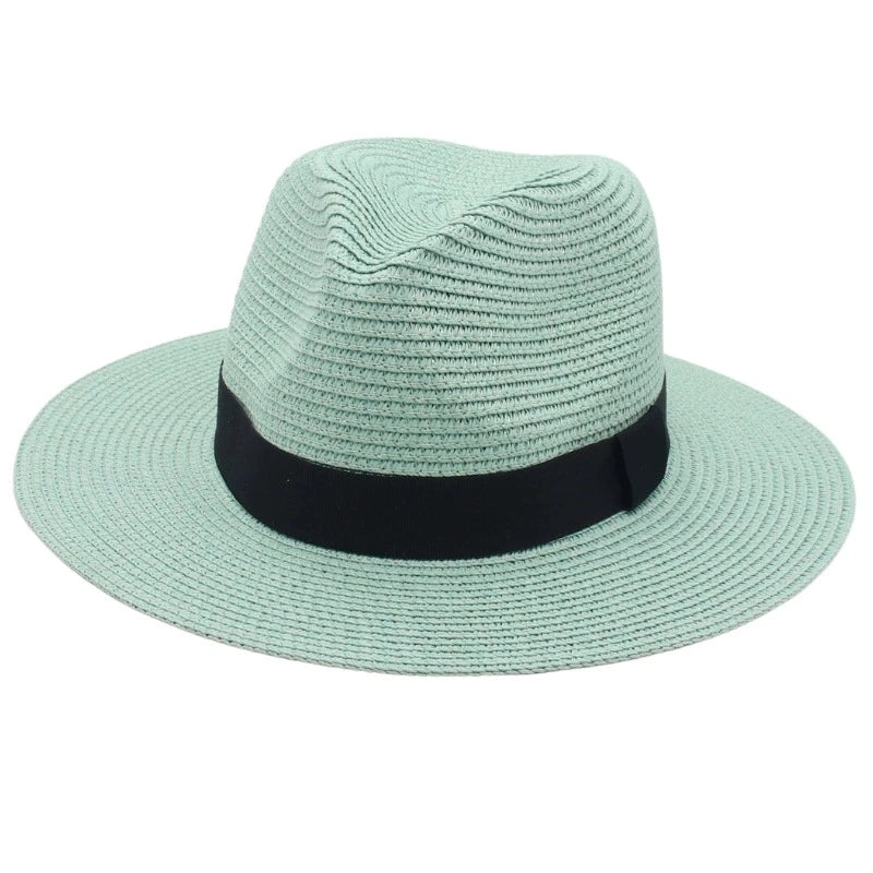 Spring And Summer Hot Selling Panama Straw Hat Square Black Ribbon Korean Style Hat