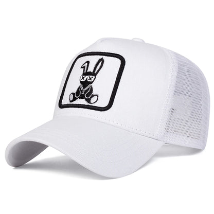 Unisex Cartoon Rabbit Embroidery Baseball Net Caps Spring and Summer