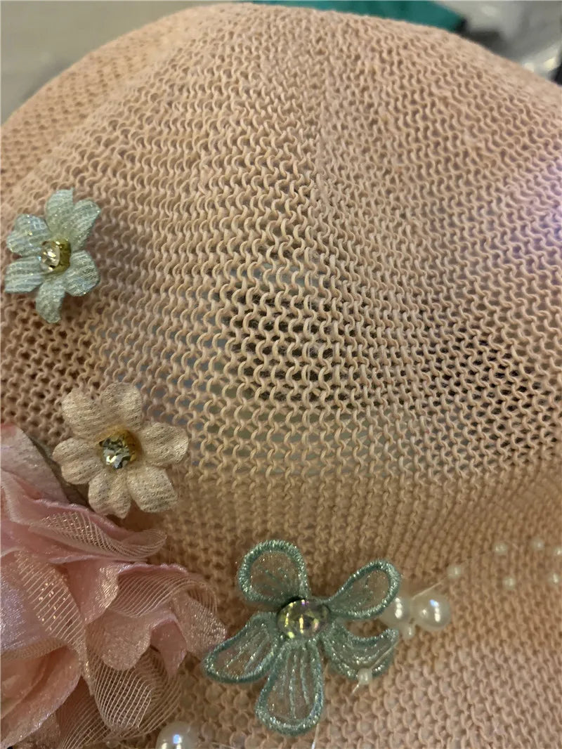 2022 Pearl Flower Ventilation Lady Leisure Octagonal Hat