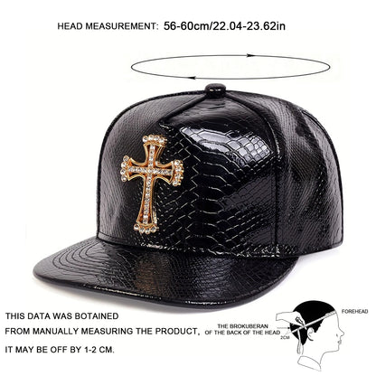 Unisex PU Leather Cross Hip Hop Hat Outdoor