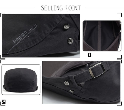 Fashion Men's Beret Button Embroidery Cotton Vintage Berets Outdoor