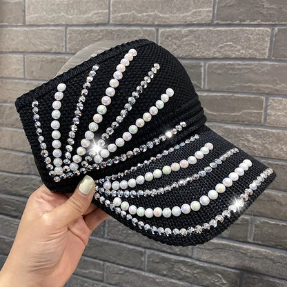 Shining Diamonds Pearls Sun Hats For Women