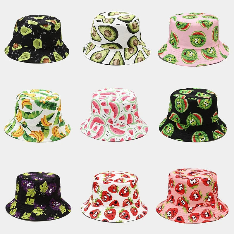 Creative Printed Fruit Pattern Bucket Cap