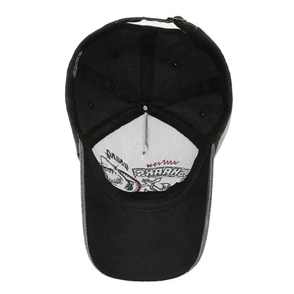 Unisex Washed Cotton Vintage Cap Sharks Embroidery Baseball Cap Men And Women Outdoor Sports Hats