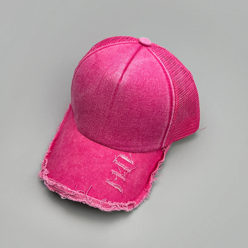 Mesh Solid Rotten Edged Baseball Hats