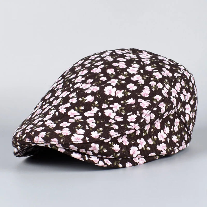 Beret Women Spring 2026 Summer Vintage Floral Print French Cap Peaky Blinders Hats