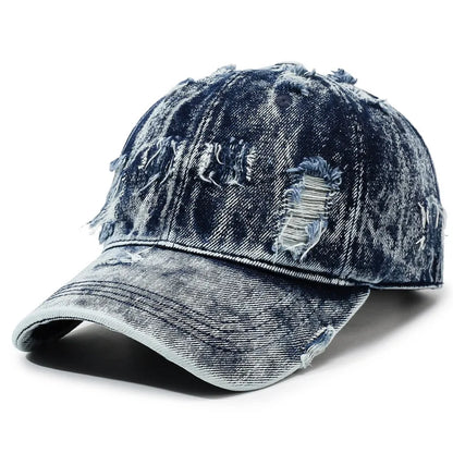 Washed Ripped Denim Baseball Cap