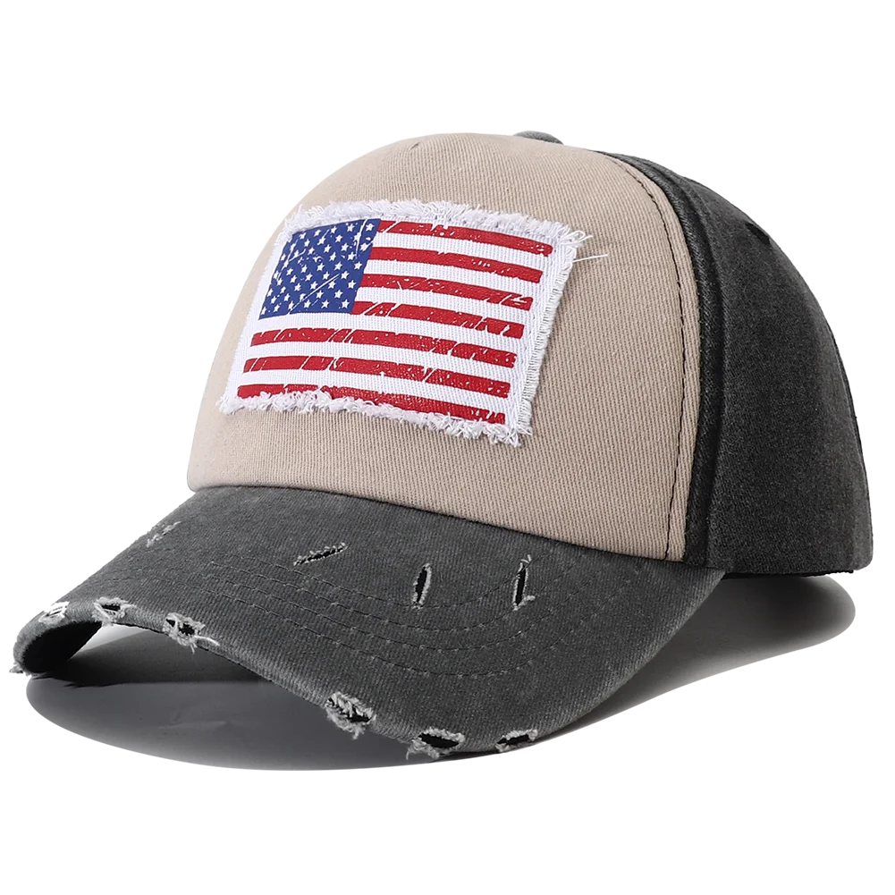 New Designer USA Flag Embroidered Baseball Cap Vintage 5 Panel Snapback
