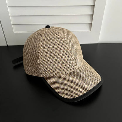 Straw Woven Baseball Cap Men Women Summer Breathable Peaked Sun Hat