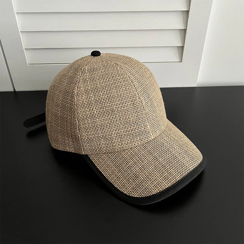 Straw Woven Baseball Cap Men Women Summer Breathable Peaked Sun Hat